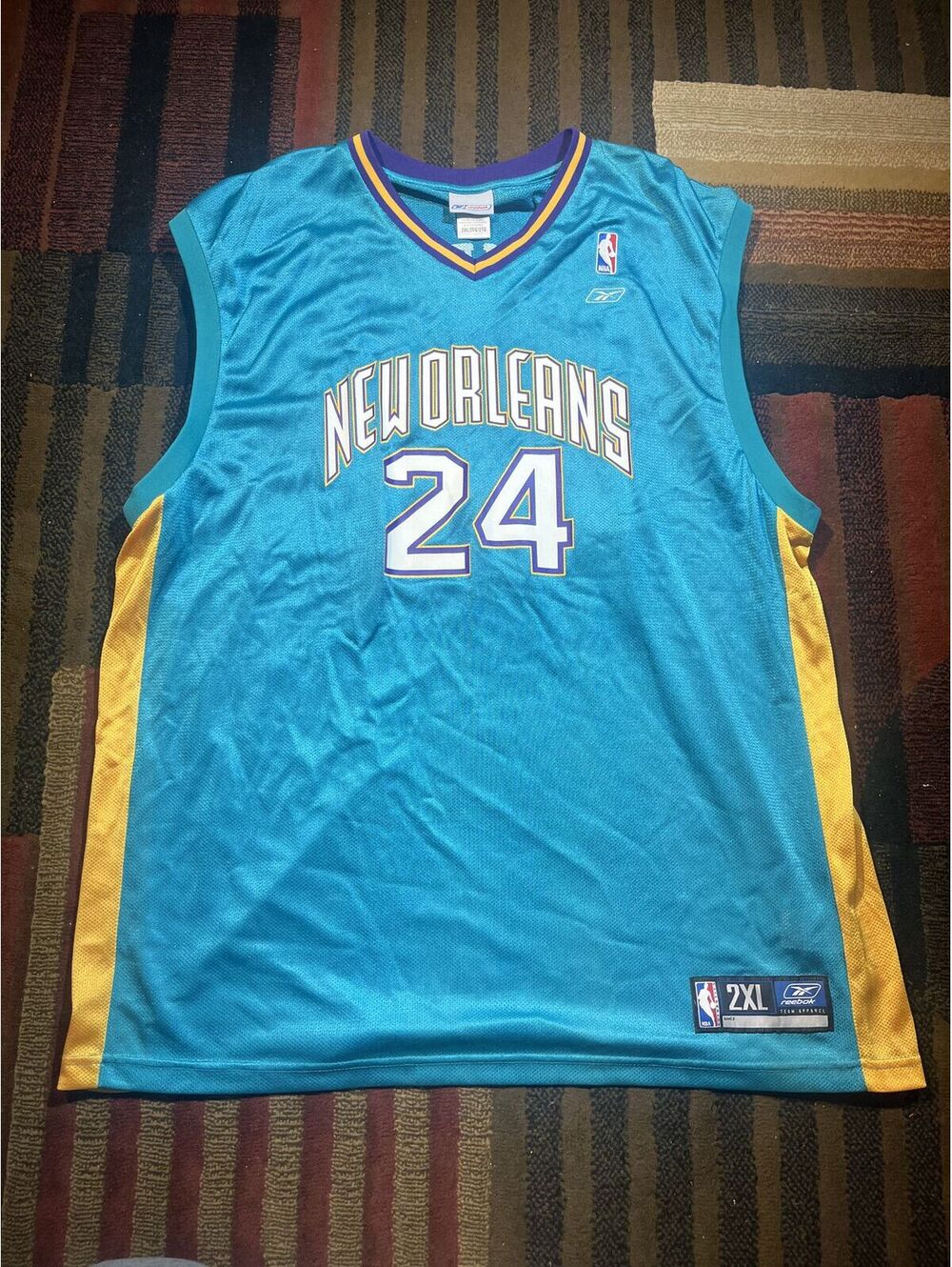 Reebok Jamal Mashburn 24 New Orleans Hornets Jersey Mens 2XL